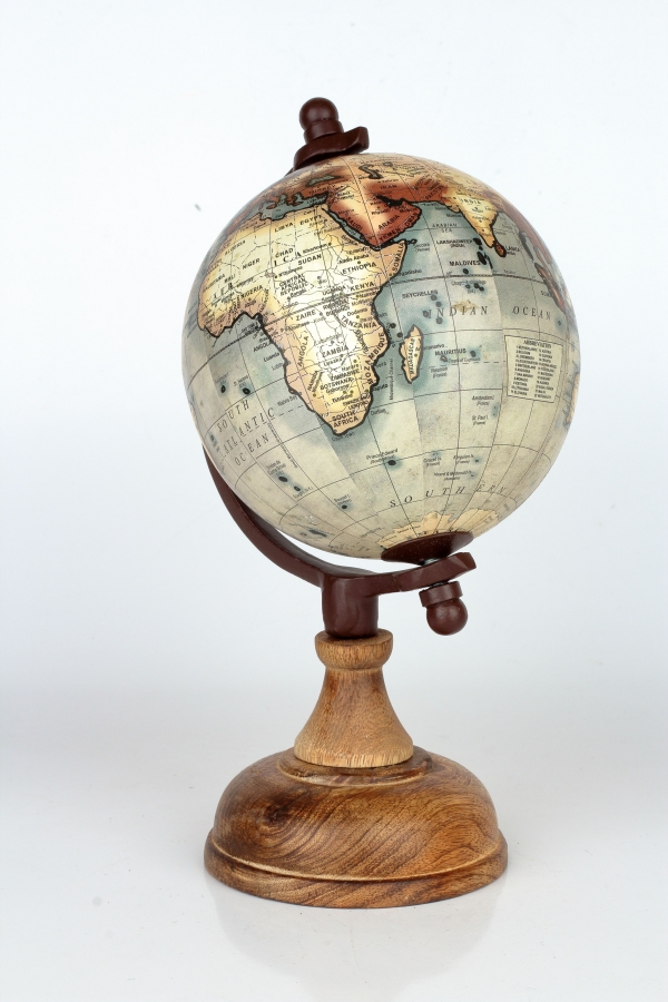 Stolní globus s dřevěným půlpoledníkem 26cm