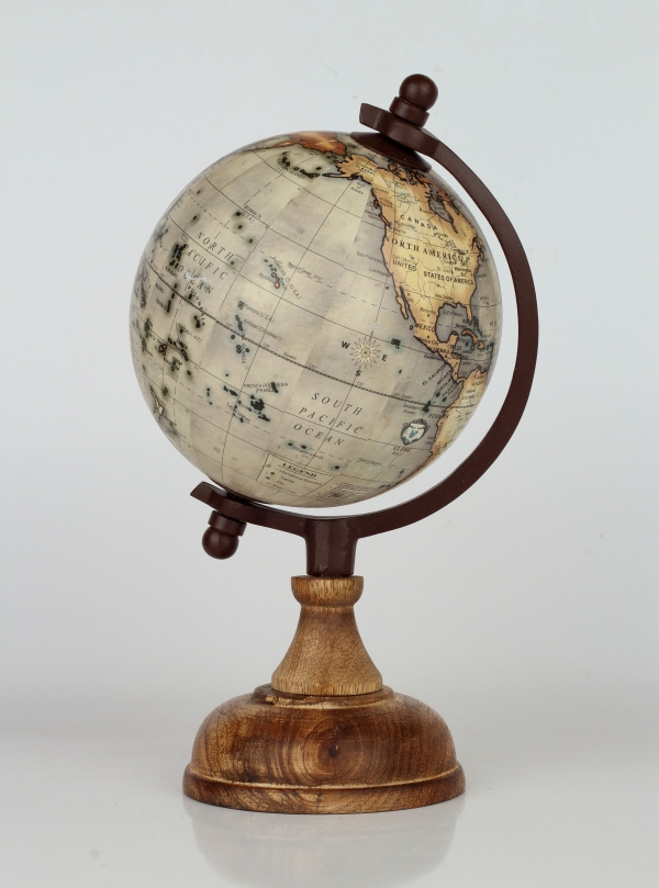 Stolní globus s dřevěným půlpoledníkem 26cm