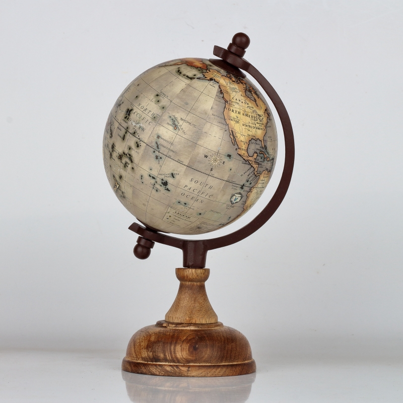 Stolní globus s dřevěným půlpoledníkem 26cm