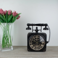 Stolní hodiny ve tvaru retro telefonu 25x27cm