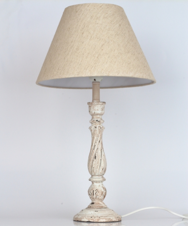 Stolní lampa béžová zdobená 52cm