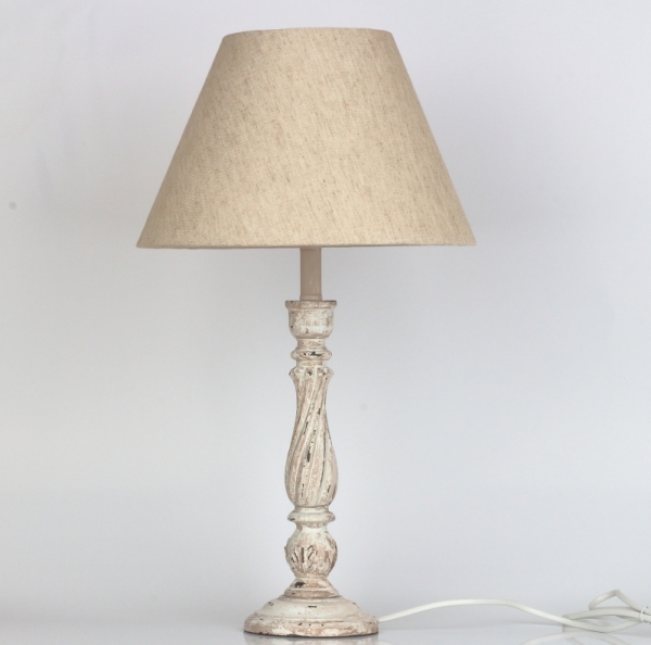Stolní lampa béžová zdobená 52cm