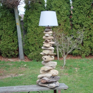 Stolní lampa s cylindrem z náplavového dřeva 100cm 