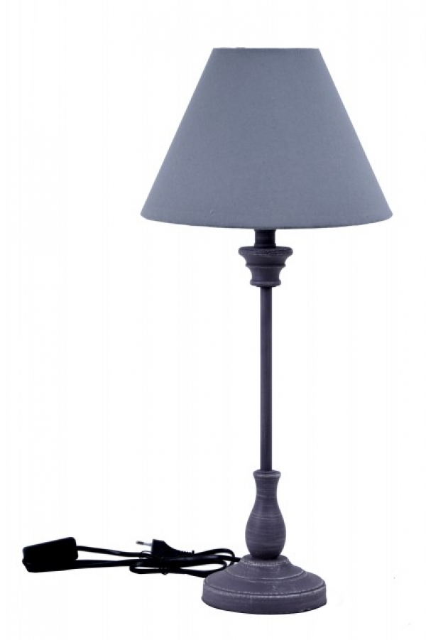 Stolní lampa šedý širm 47cm