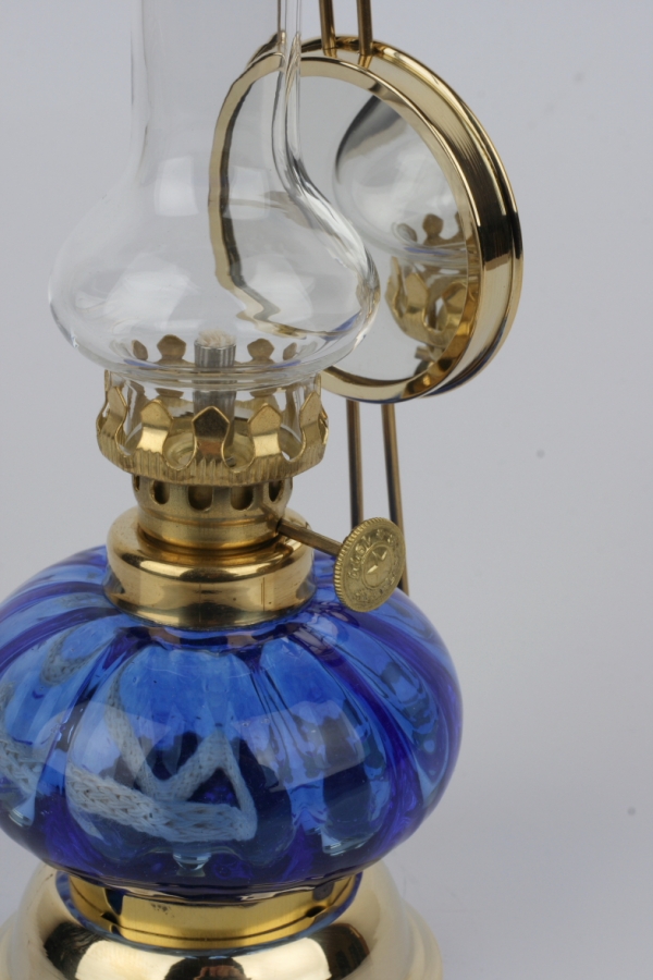 Stolní petrolejová lampa modrá 16cm
