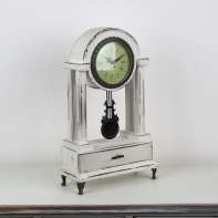 Stolní retro kyvadlové hodiny bílé 46,5cm