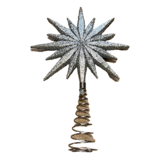 Stříbrná hvězda na špičku stromku 