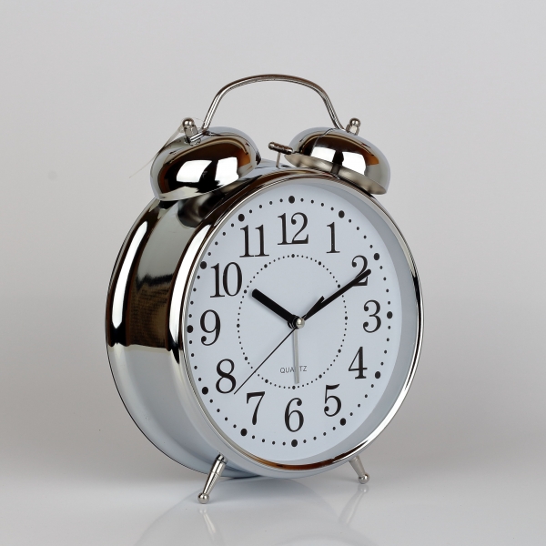 Stříbrné stolní hodiny / budík 23x8x30cm