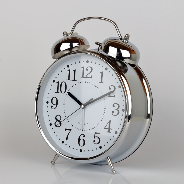 Stříbrné stolní hodiny / budík 23x8x30cm