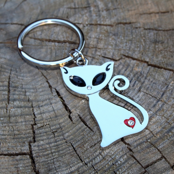 Stříbrný přívěsek kočka na klíče