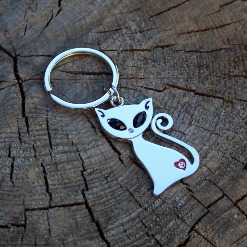 Stříbrný přívěsek kočka na klíče