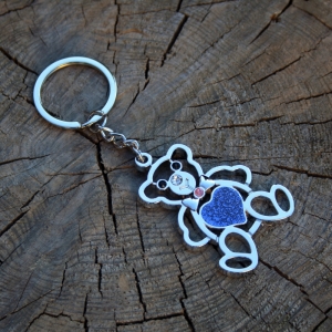 Stříbrný přívěsek na klíče medvídek