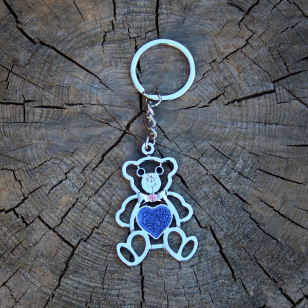 Stříbrný přívěsek na klíče medvídek