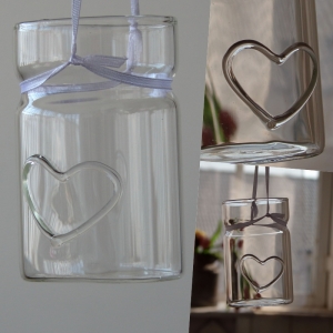 Svatební dekorace svícen na čajovou svíčku srdce 9cm