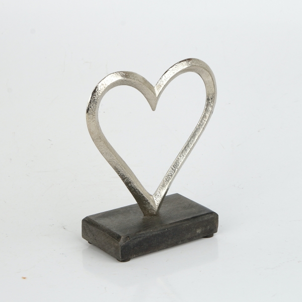 Svatební dekorace větší srdce 11,5 x 5,1 x 13,6 cm kov a dřevo