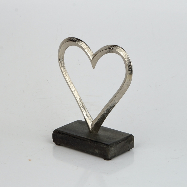 Svatební dekorace větší srdce 11,5 x 5,1 x 13,6 cm kov a dřevo