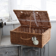 Svatební dekotrace - schránka na přání a peníze proutěný kufr 40x17x28cm