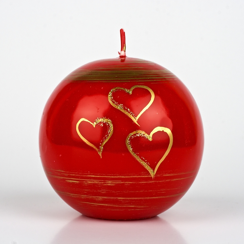 Svíce valentyn koule velká 9cm