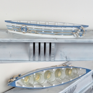 Svícen 5 kalíšků ve tvaru loďky 52x10x8cm