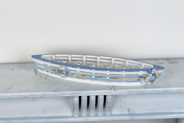 Svícen 5 kalíšků ve tvaru loďky 52x10x8cm