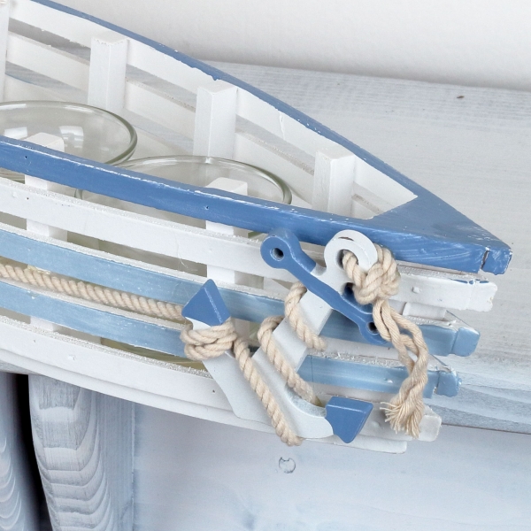 Svícen 5 kalíšků ve tvaru loďky 52x10x8cm