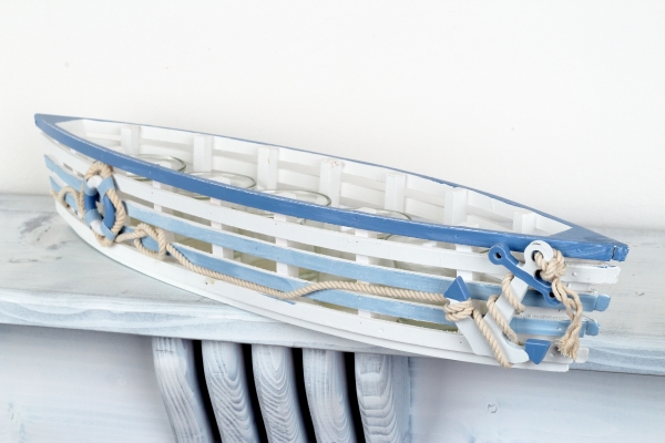 Svícen 5 kalíšků ve tvaru loďky 52x10x8cm