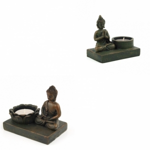 Svícen Budha (sada 2ks) polyresin 7x11cm