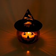 Svícen dýně s kovovou čepicí 17cm