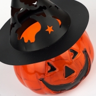 Svícen dýně s kovovou čepicí 17cm