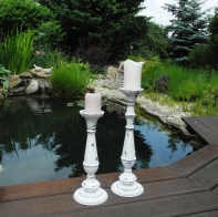 Svícen kovový bílý 40cm