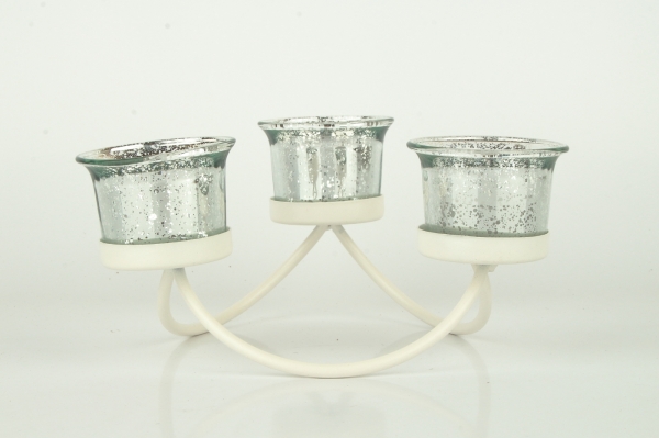 Svícen na 3 svíčky bílý