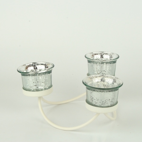 Svícen na 3 svíčky bílý