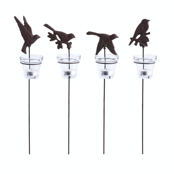 Svícen na čajové svíčky zápich ptáček na větvičce