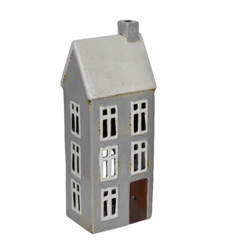 Svícen na čajovku domeček šedý