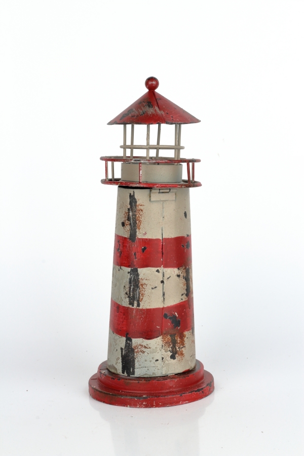 Svícen na čajovou svíčku maják červený 24cm