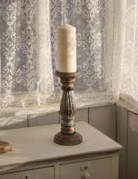 Svícen na jednu svíčku šedý 31cm