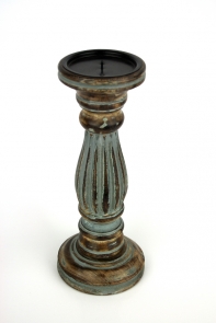 Svícen na jednu svíčku šedý 31cm