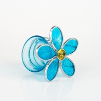 Svícen skleněný modrý