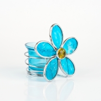 Svícen skleněný modrý