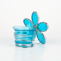 Svícen skleněný modrý