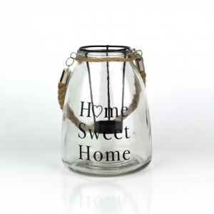 Svícen sklo L černý text