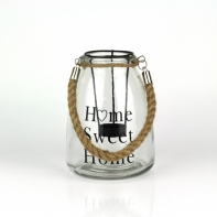 Svícen sklo L černý text