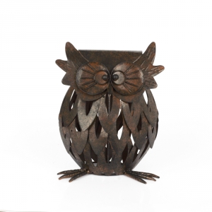 Svícen sova tmavý 18x14x21cm