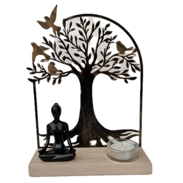 Svícen Strom světla s Buddhou 23,5 x 17 x 6 cm