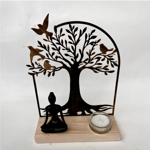 Svícen Strom světla s Buddhou 23,5 x 17 x 6 cm