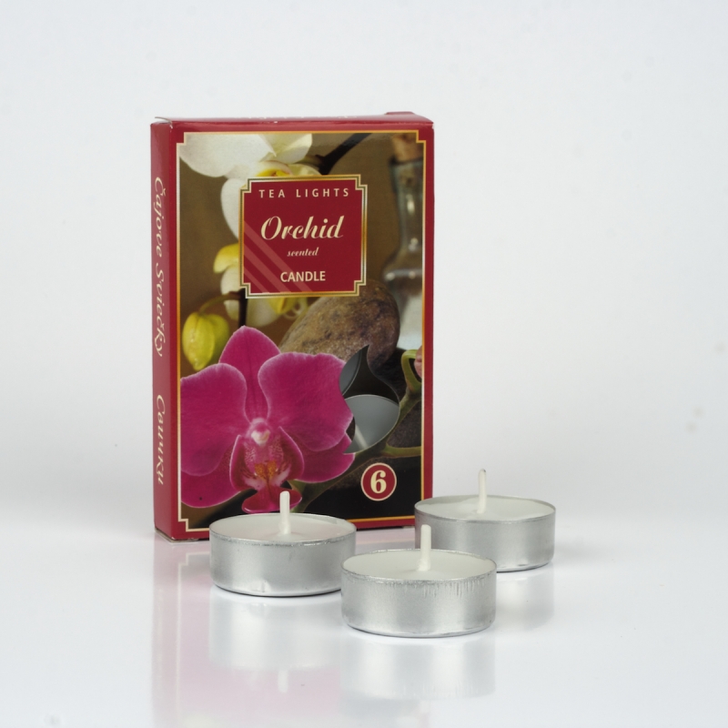 Svíčka čajová vonná orchidea sada 6ks