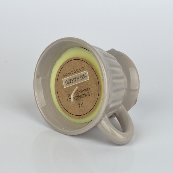 Svíčka v béžovém hrníčku 9x8x6cm 