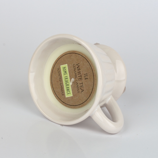 Svíčka v bílém hrníčku 9x8x6cm 
