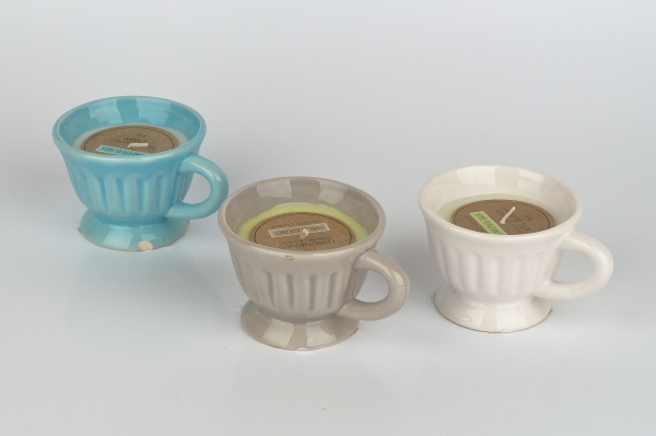 Svíčka v modrém hrníčku 9x8x6cm