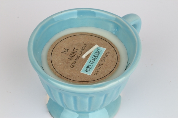 Svíčka v modrém hrníčku 9x8x6cm